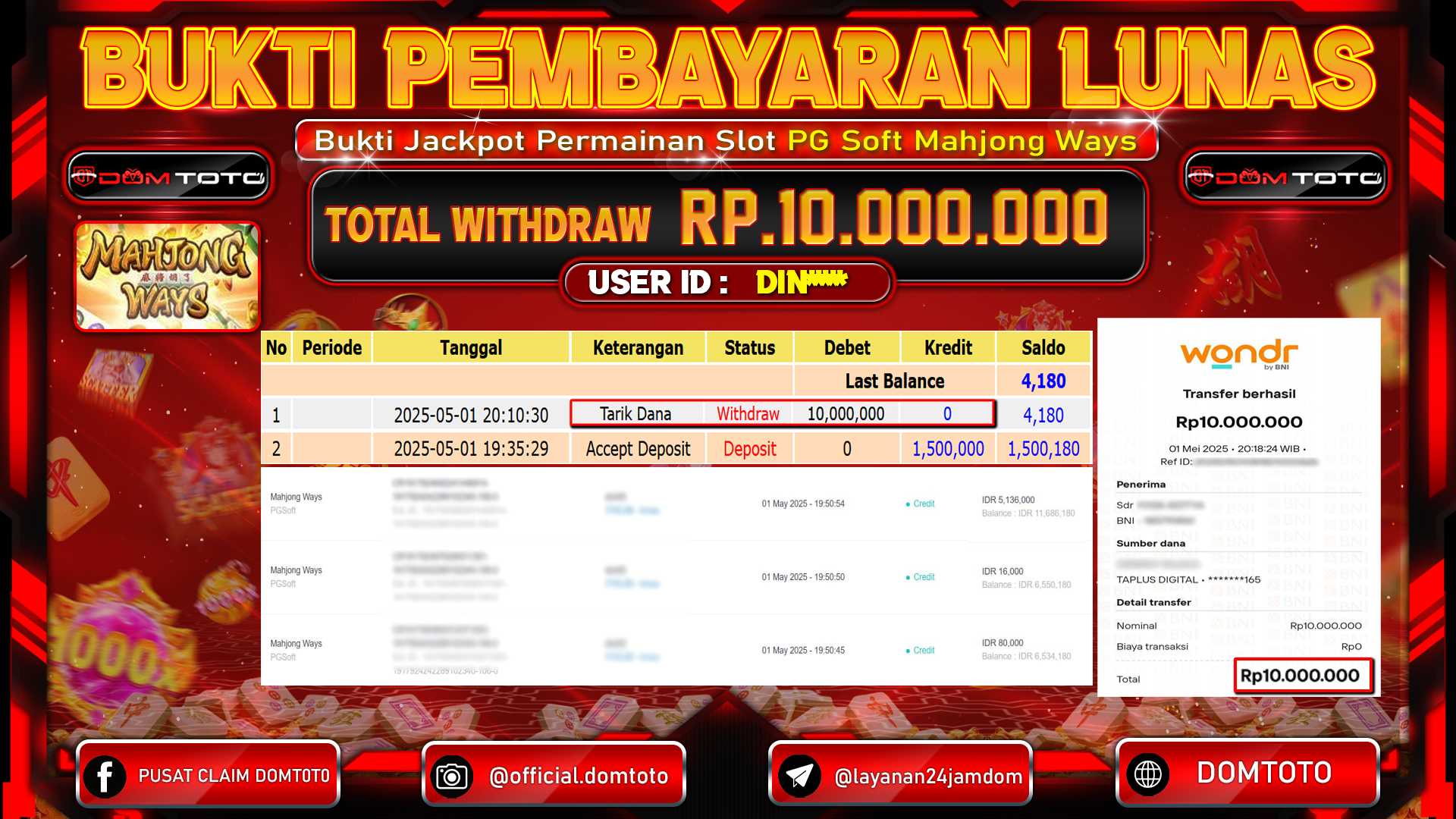 JACKPOT SLOT MAHJONG WAYS 1 MEI 2025